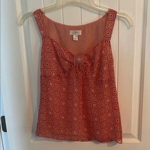Women’s pink and brown LOFT Tie Front Tank Top